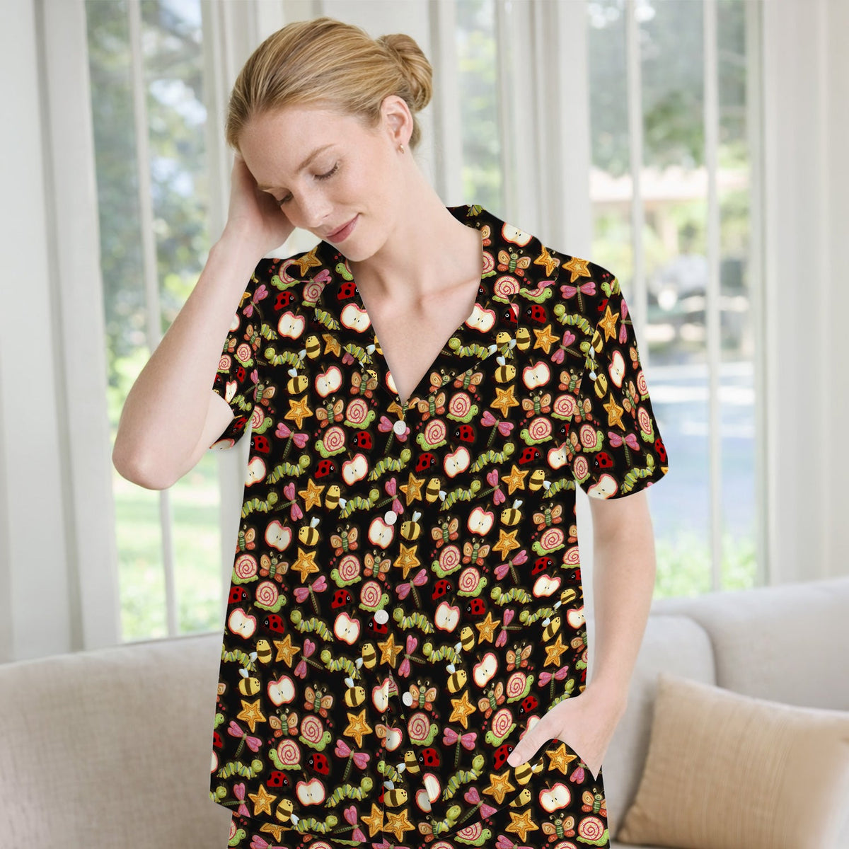 Snail Ladybug Caterpillar Apple Garden Pajama Set