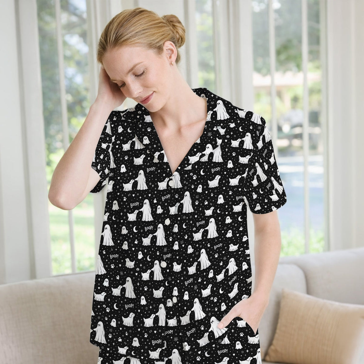 Ghost Boop Dog Pajama Set - Halloween Gift For Nurse