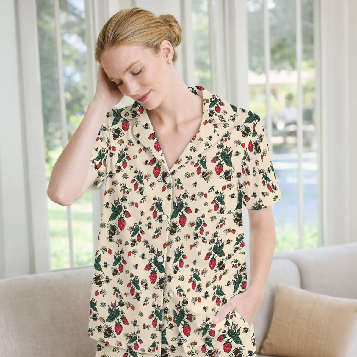 Strawberry Bee Daisy Nurse Pajama Set
