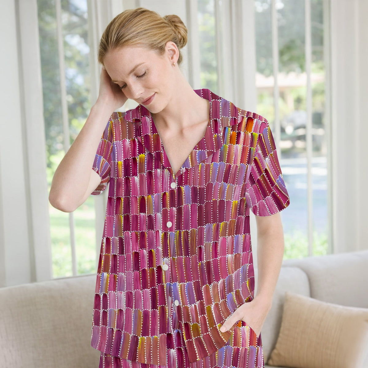 Colorful Abstract Brushstroke Dotted Pajama Set