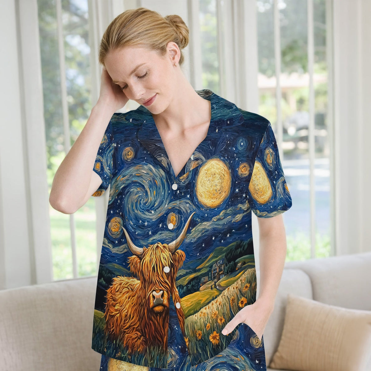 Highland Cow Starry Night Pajama Set