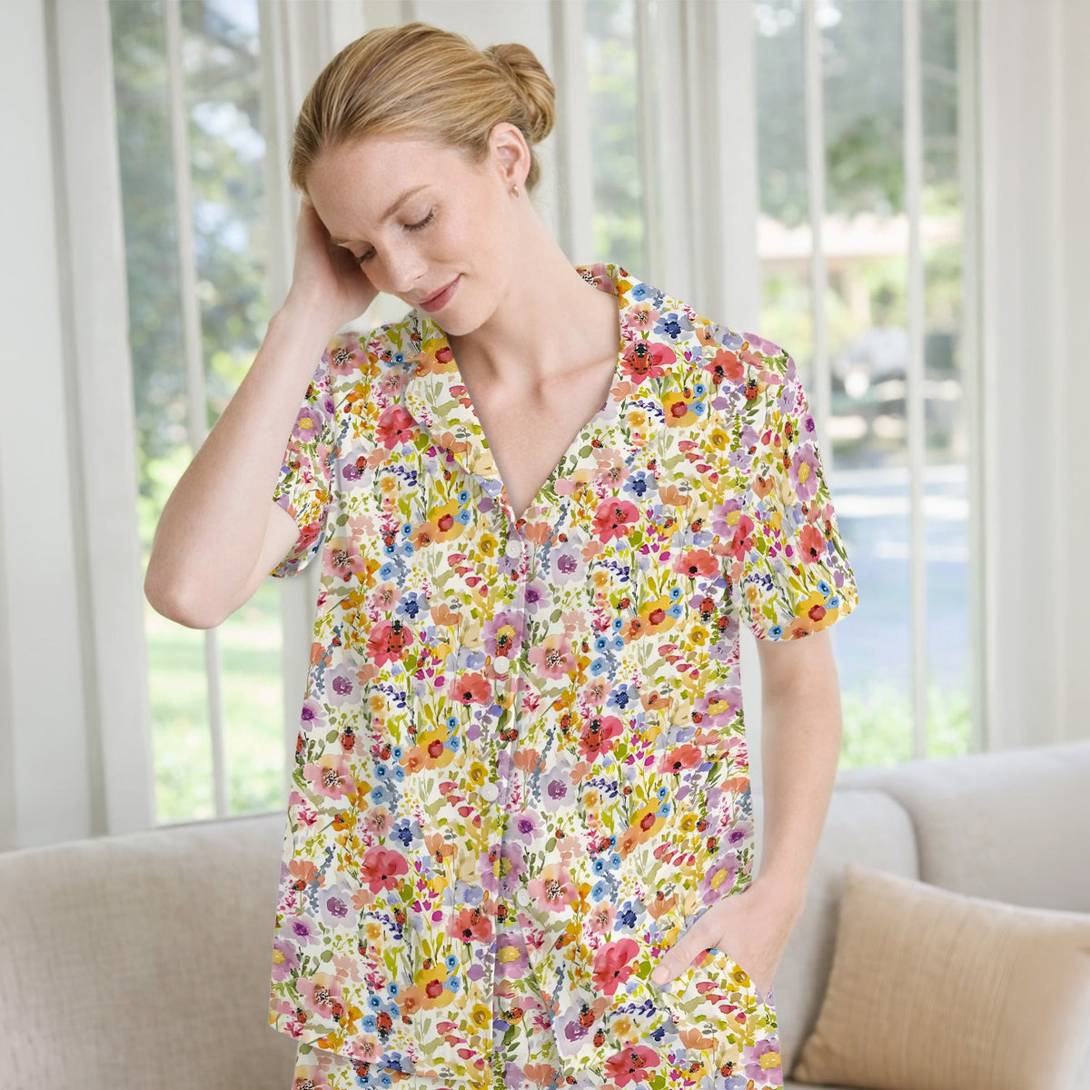 Wildflower Ladybug Garden Nurse Pajama Set
