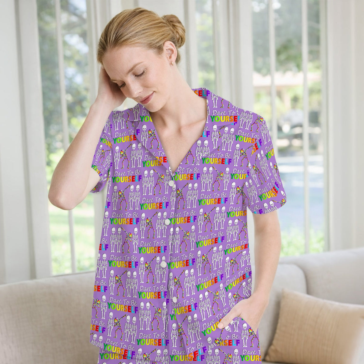 Rainbow Skeleton Dare To Be Yourself Pajama Set