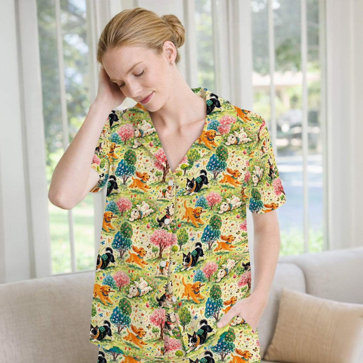Spring Garden Dogs Pajama Set