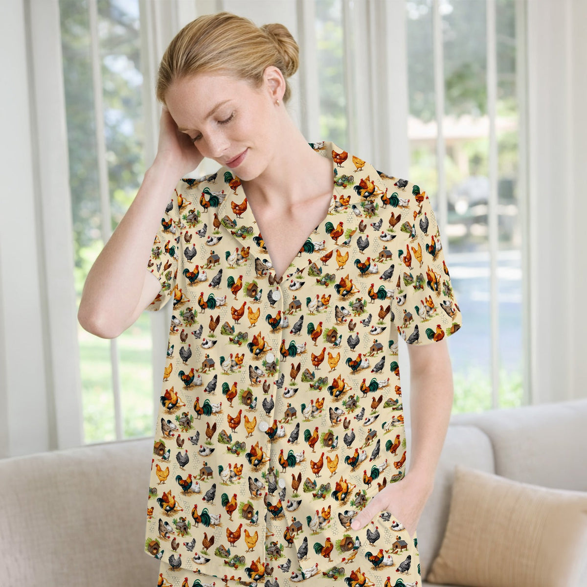 Farm Chicken Rooster Coop Pajama Set