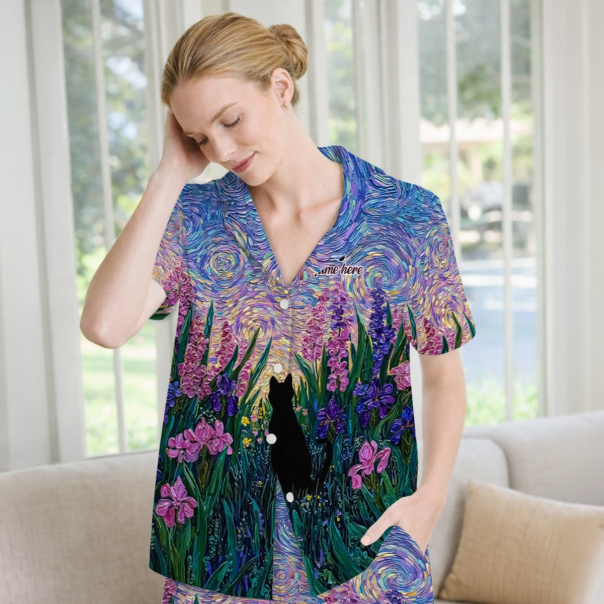 Cat Starry Sky Nurse Pajama Set