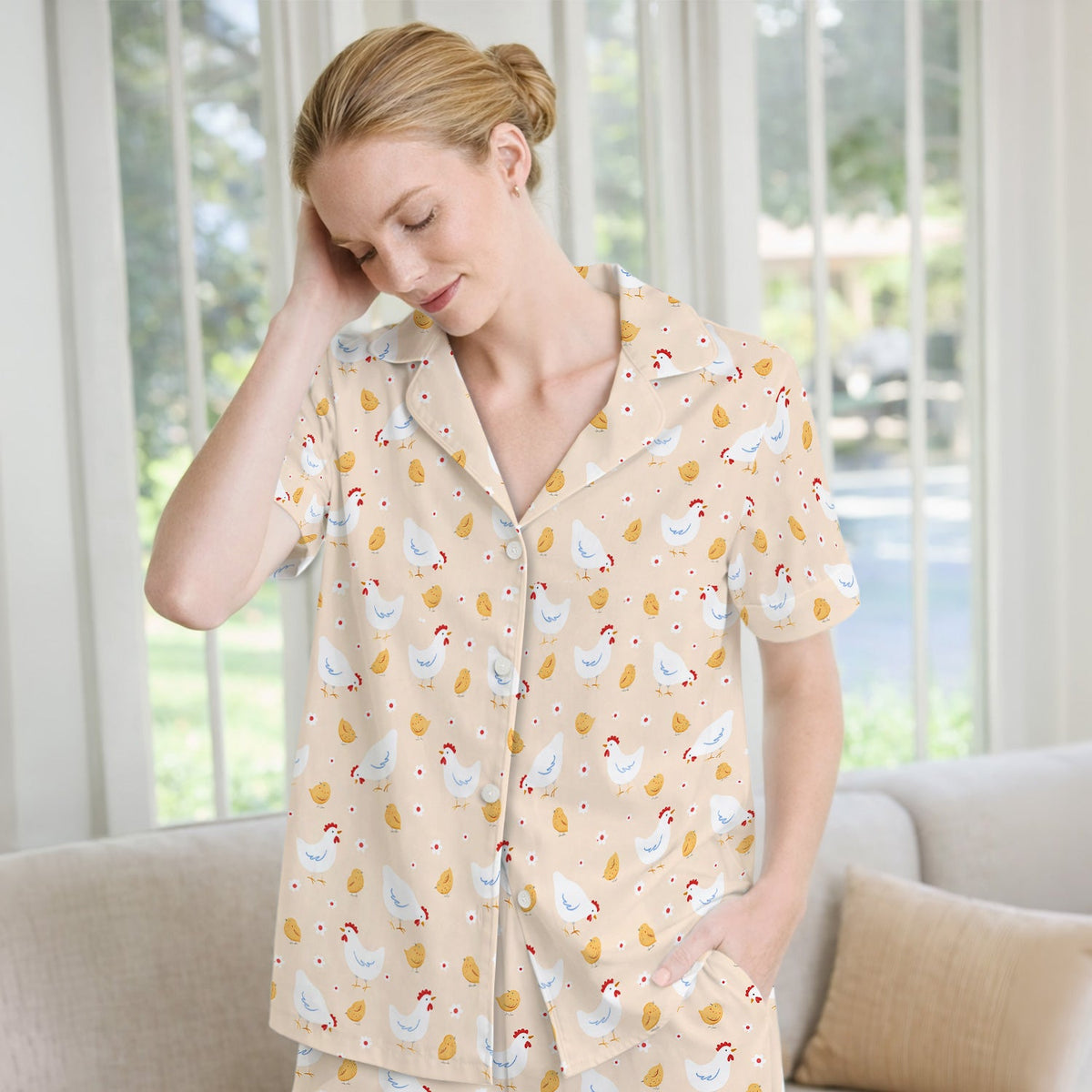 Chicken And Cute Chicks Pajama Set