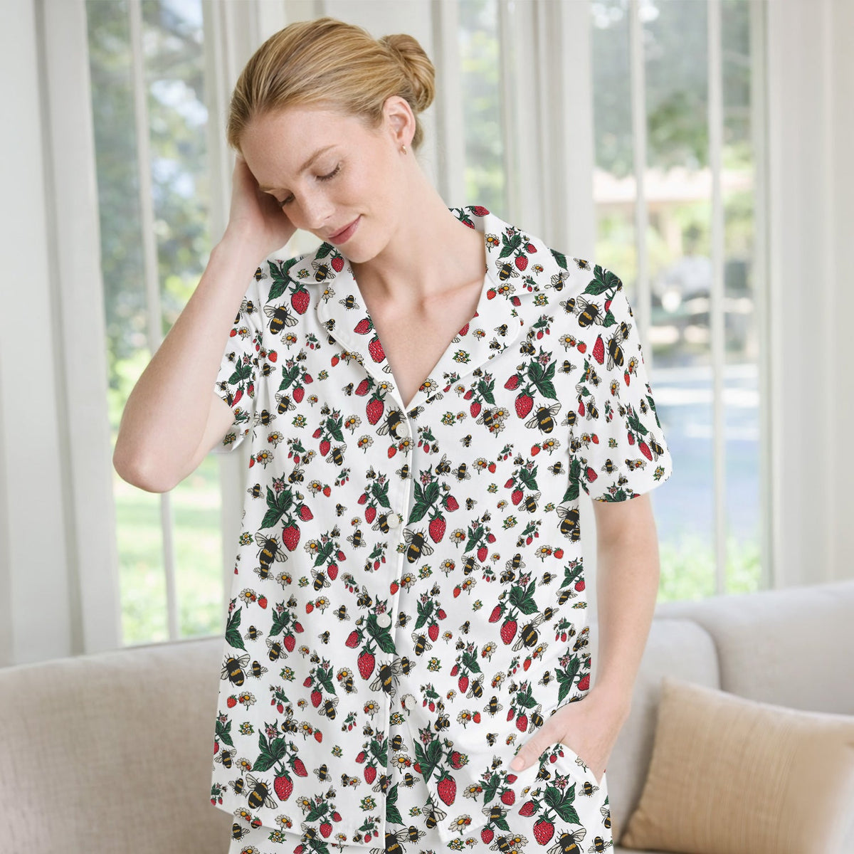 Strawberry Bee Daisy Nurse Pajama Set