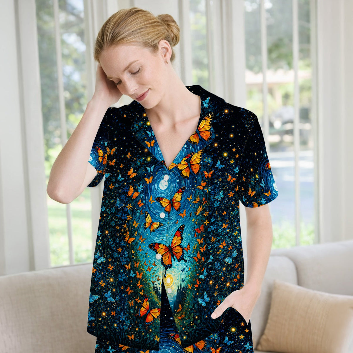 Moonlit Butterfly Nurse Pajama Set