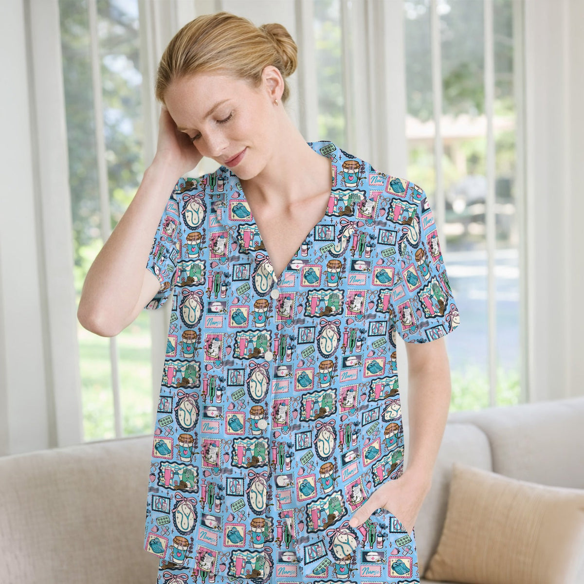 Stethoscope Syringe Frame Pajama Set
