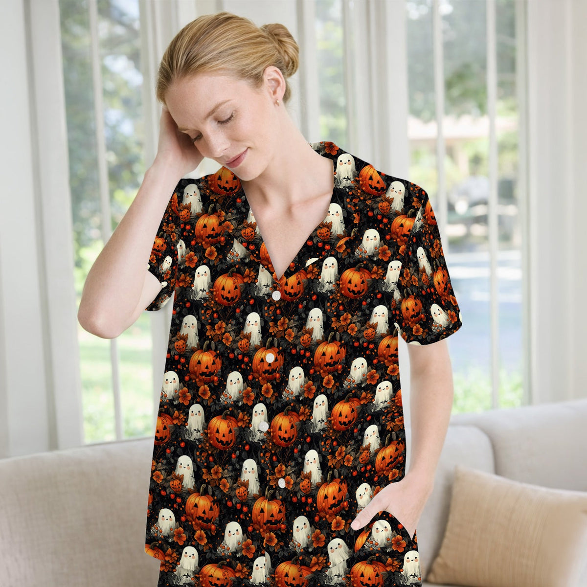 Spooky Ghost Pumpkin Pajama Set