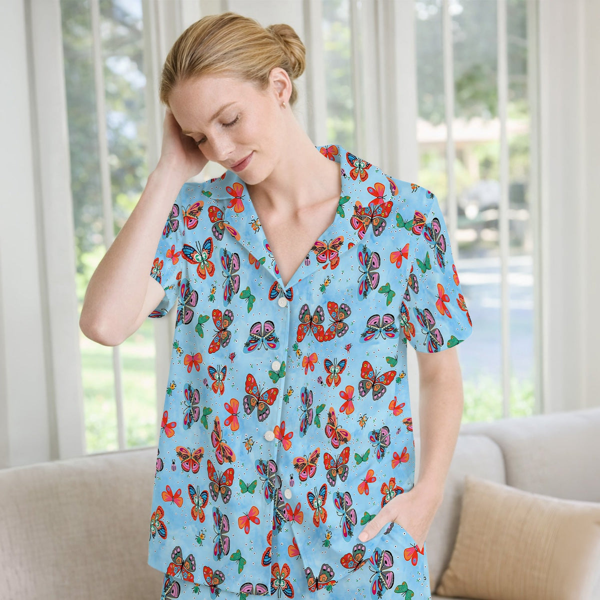 Colorful Butterfly Garden Pajama Set