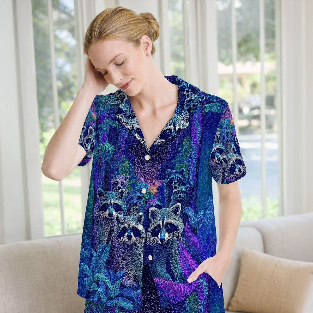 Moonlit Raccoon Pajama Set