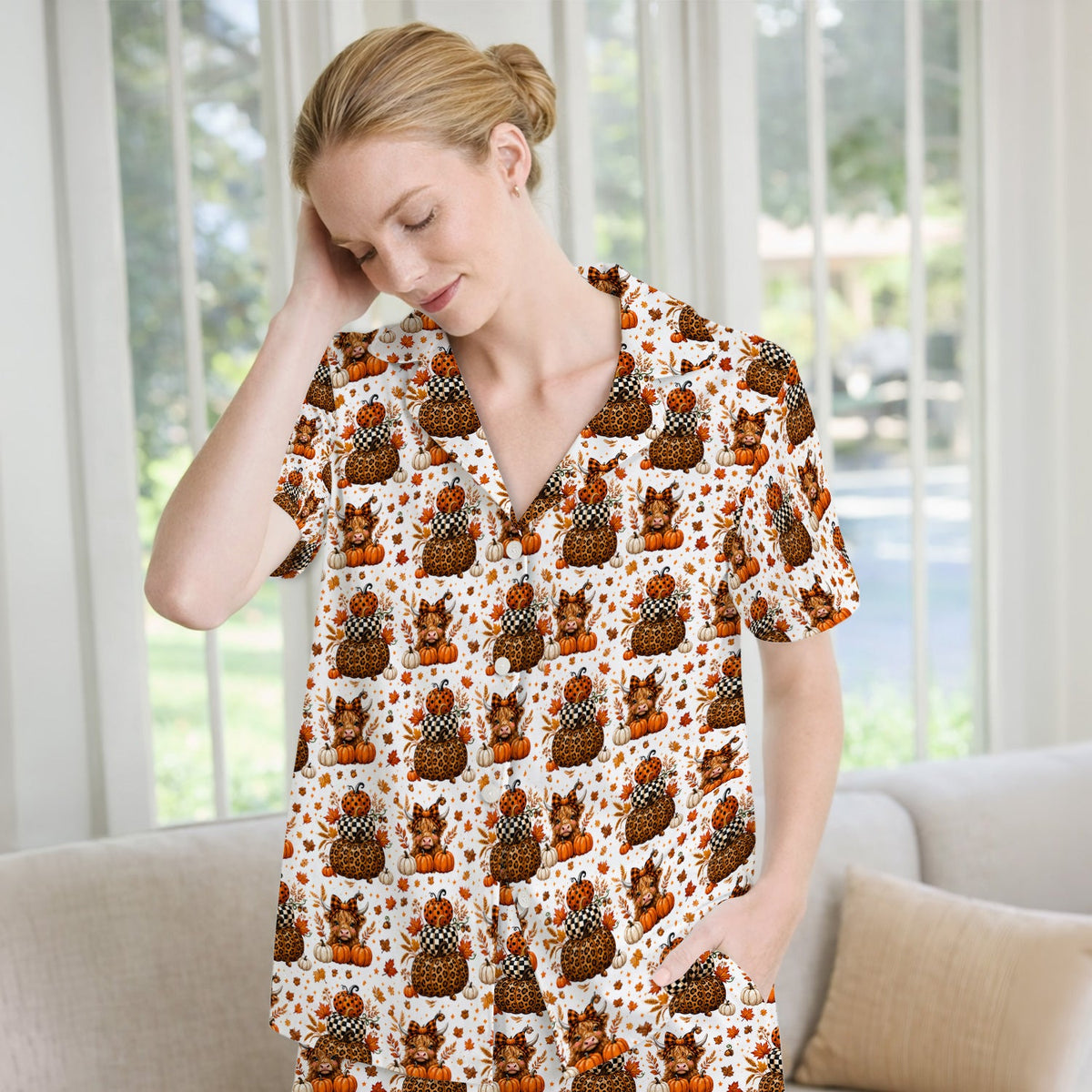 Fall Highland Cow Pajama Set