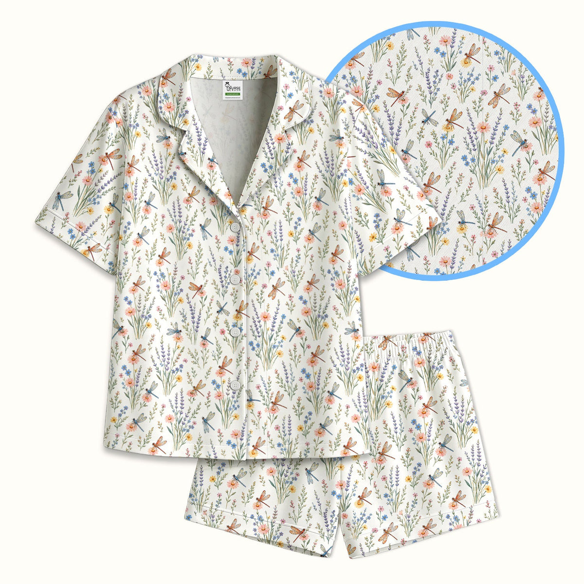 Dragonfly Wildflower Meadow Nurse Pajama Set