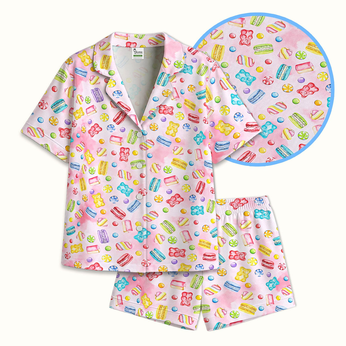 Candy and Macaron Nurse Pajama Set
