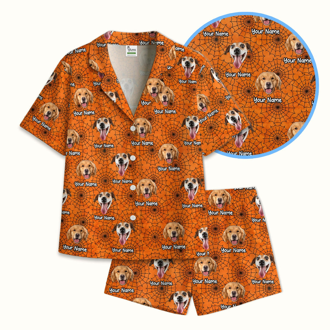 Personalized Halloween Dog Photo Spiderweb Pajama Set