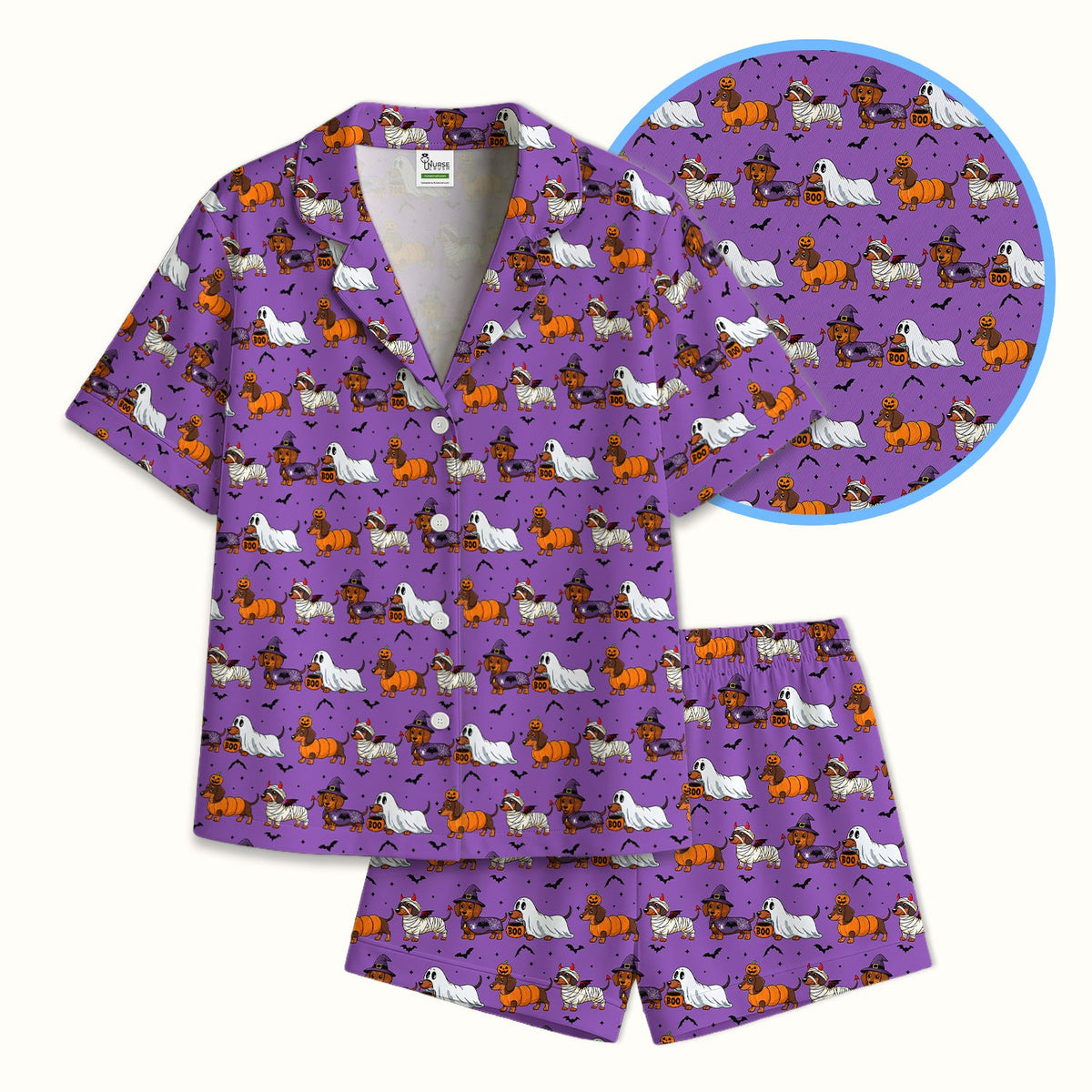 Dachshund with Bat Pajama Set - Halloween Gift For Nurse