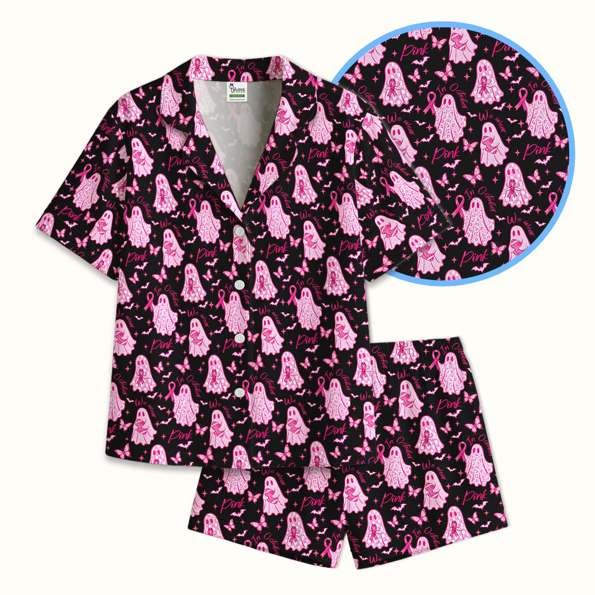 Pink Ribbon Ghost Pajama Set