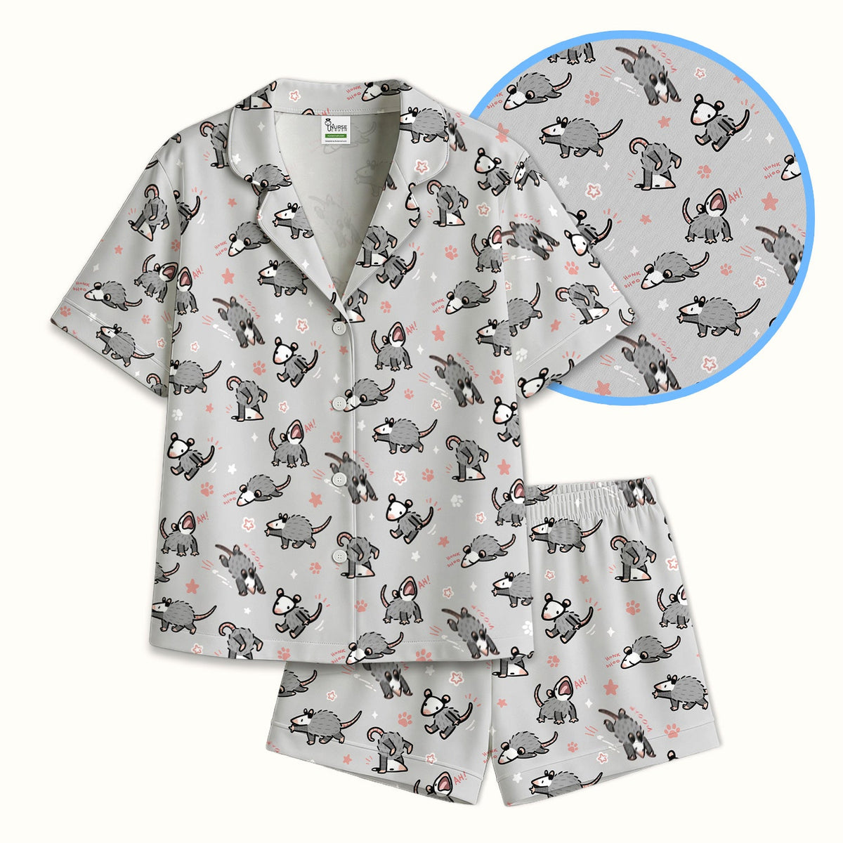 Cartoon Opossum Pajama Set