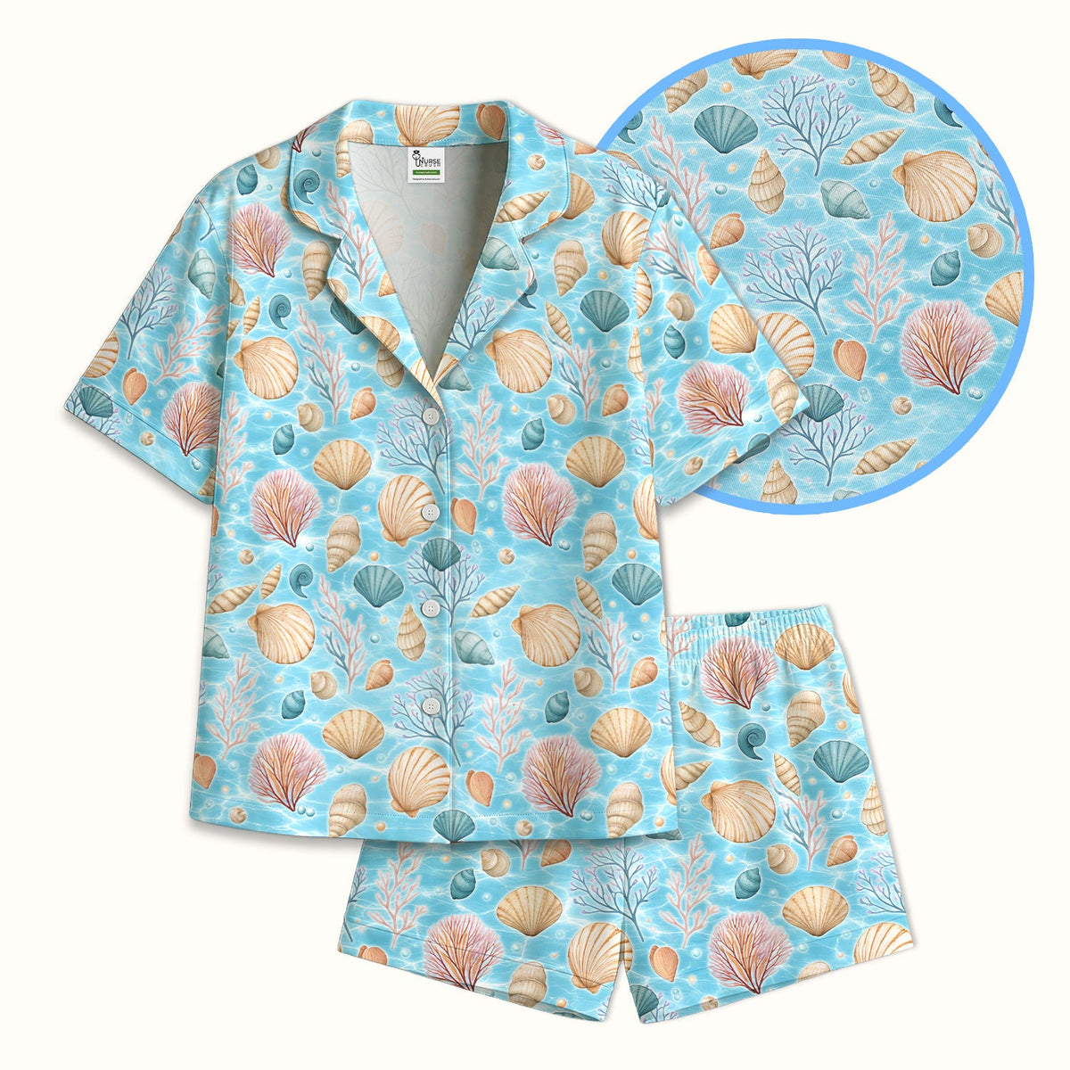 Coastal Seashell And Coral Reef Pajama Set