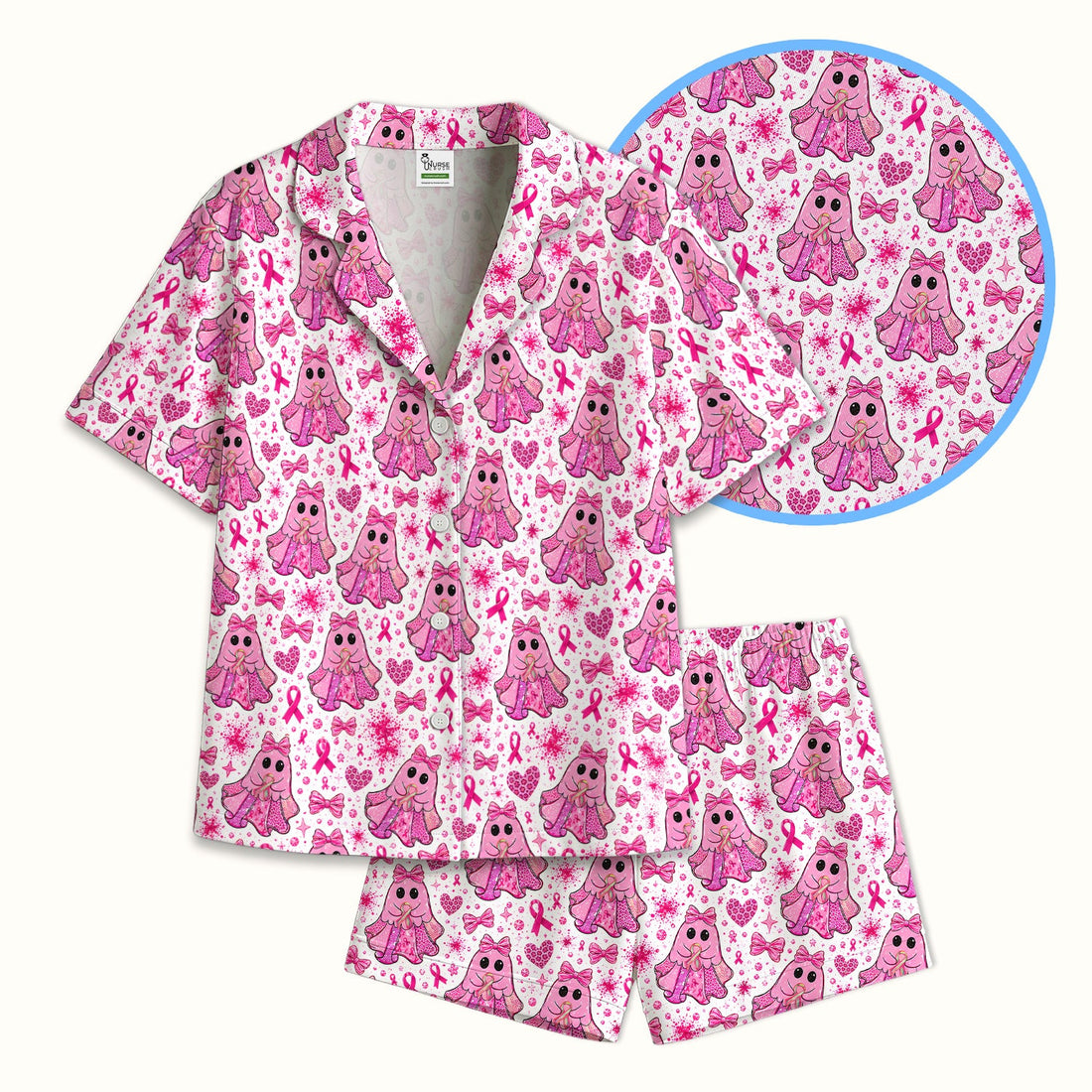 Breast Cancer Ribbon Ghost Princess Nurse Pajama Set