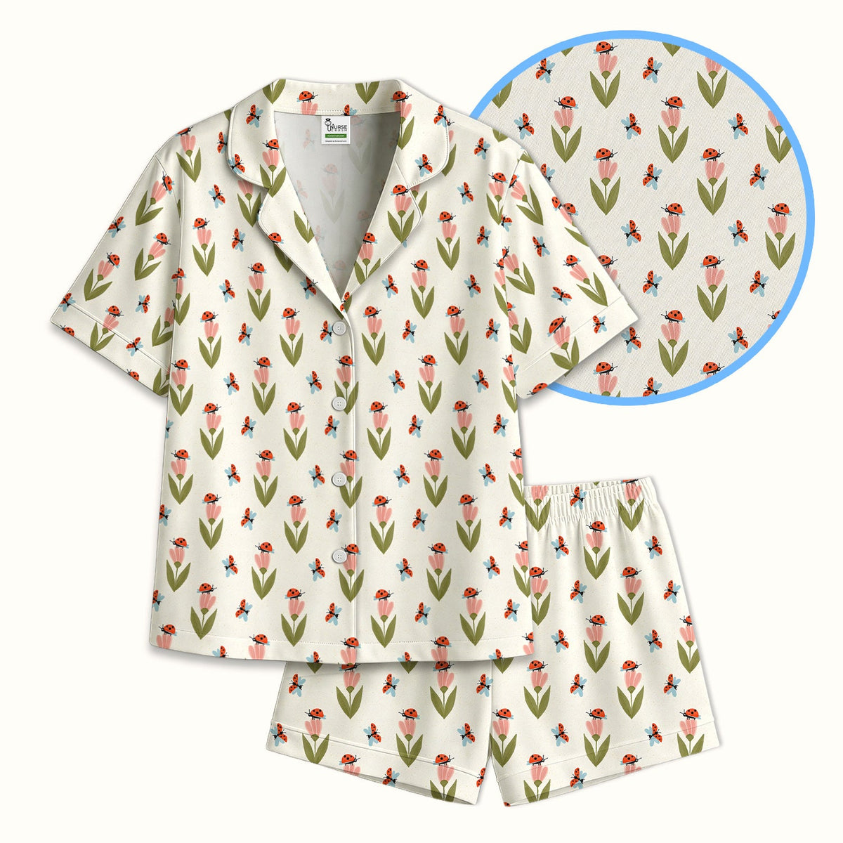 Ladybug Tulip Floral Pajama Set