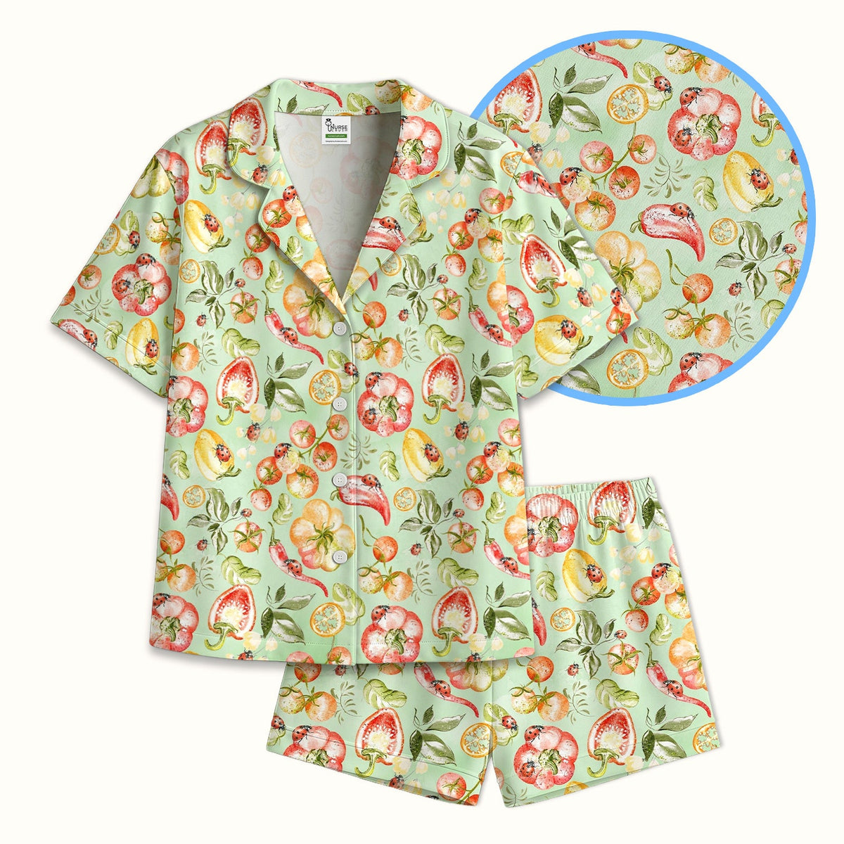 Watercolor Veggie Ladybug Nurse Pajama Set