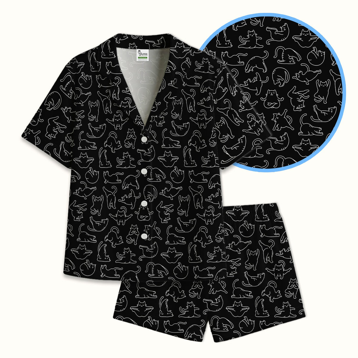 Cat Outline Playing Nurse Pajama Set