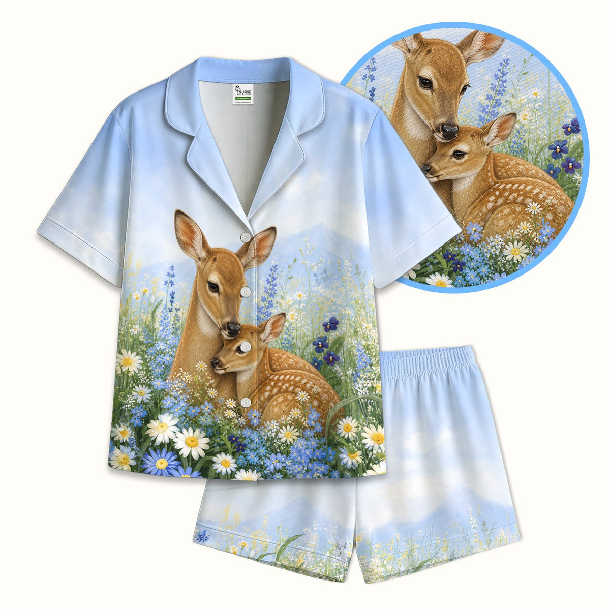 Deer Mother Baby Meadow Nurse Pajama Set