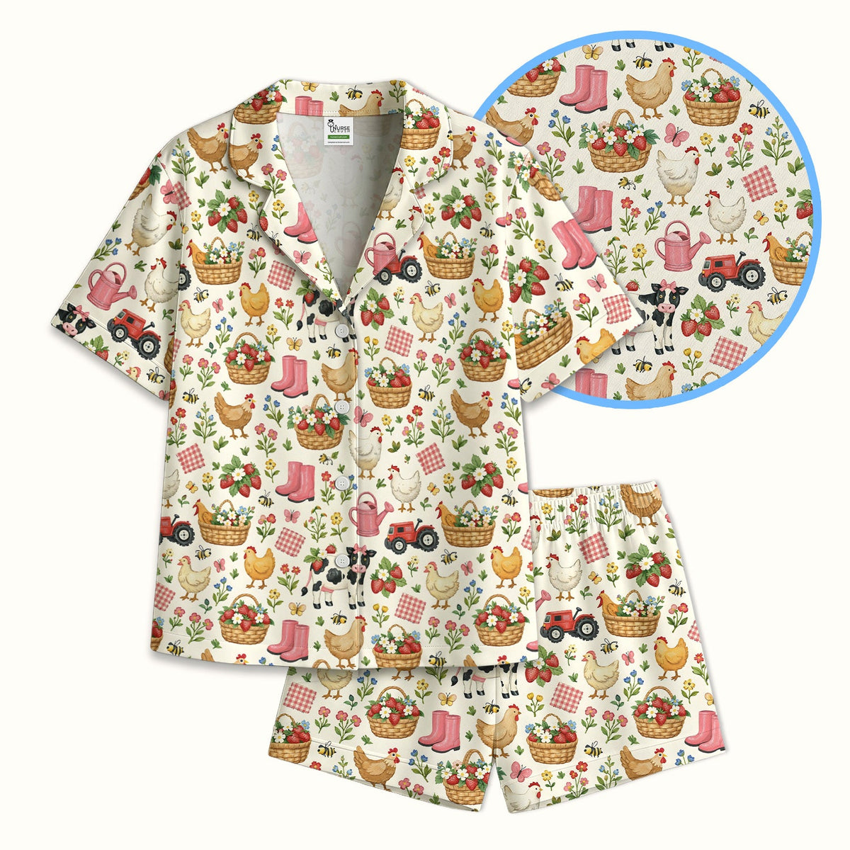 Whimsical Farm Animals Garden Pajama Set