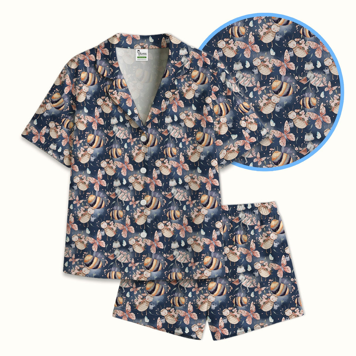 Whimsical Bee Fairy Garden Nurse Pajama Set