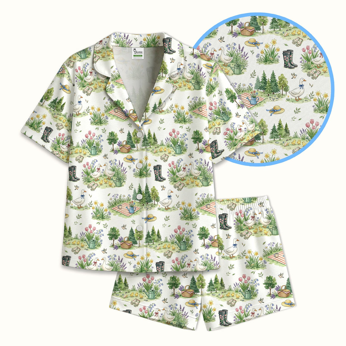 Duck Garden Nurse Pajama Set