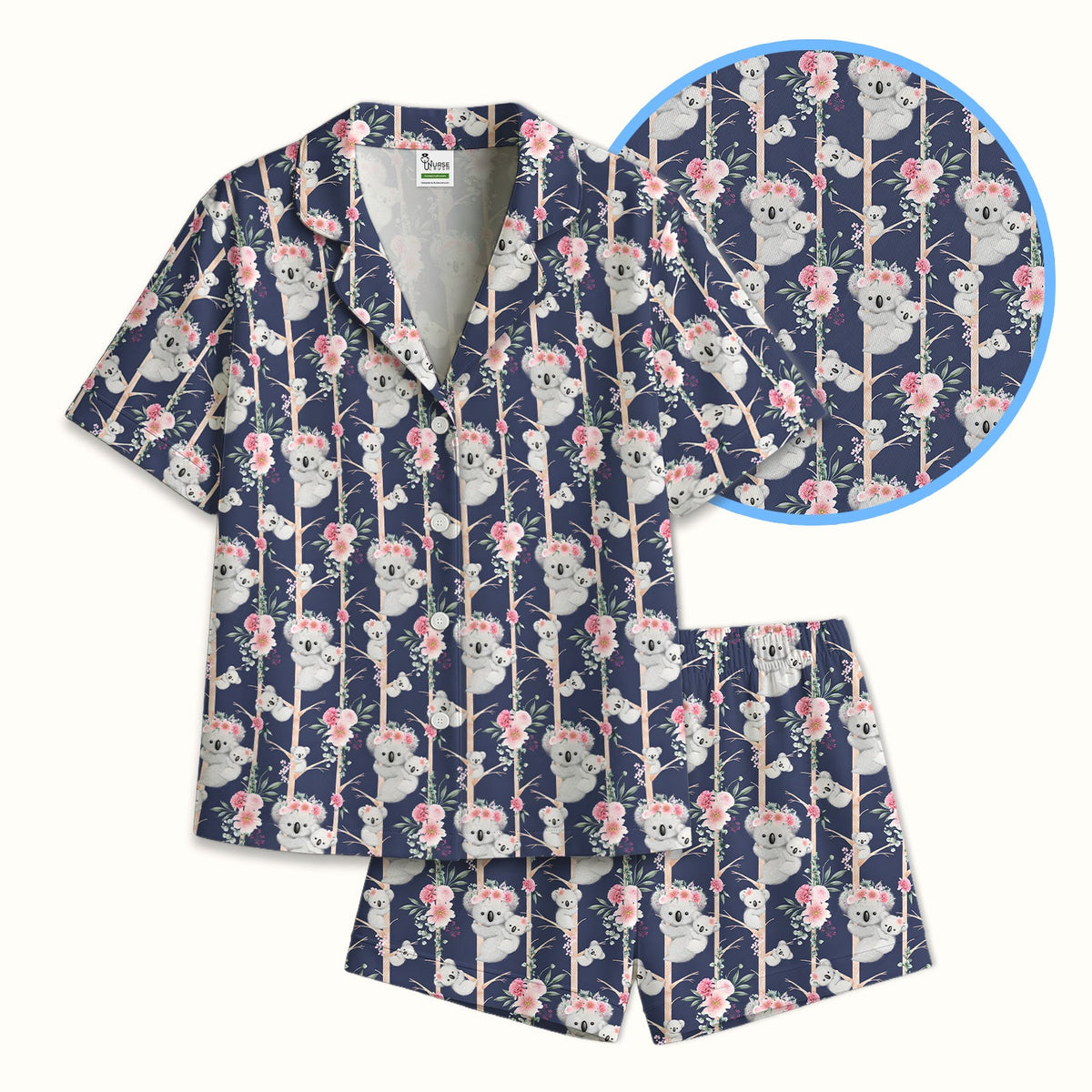 Koala Climbing Tree Blossom Pajama Set