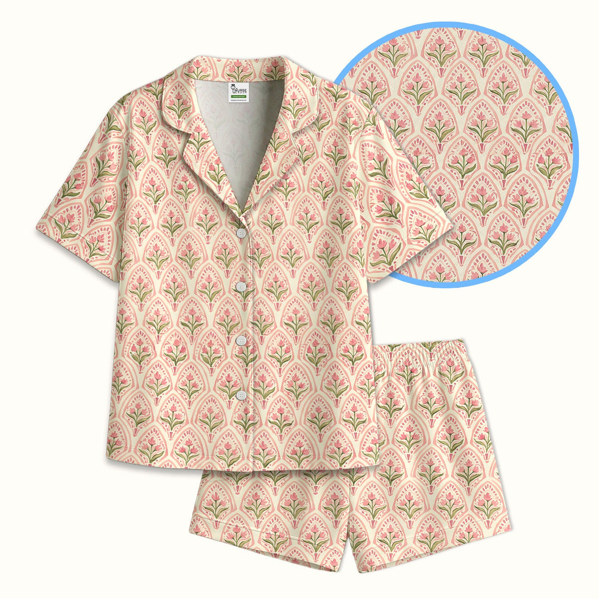 Pink Tulip Floral Arch Pajama Set