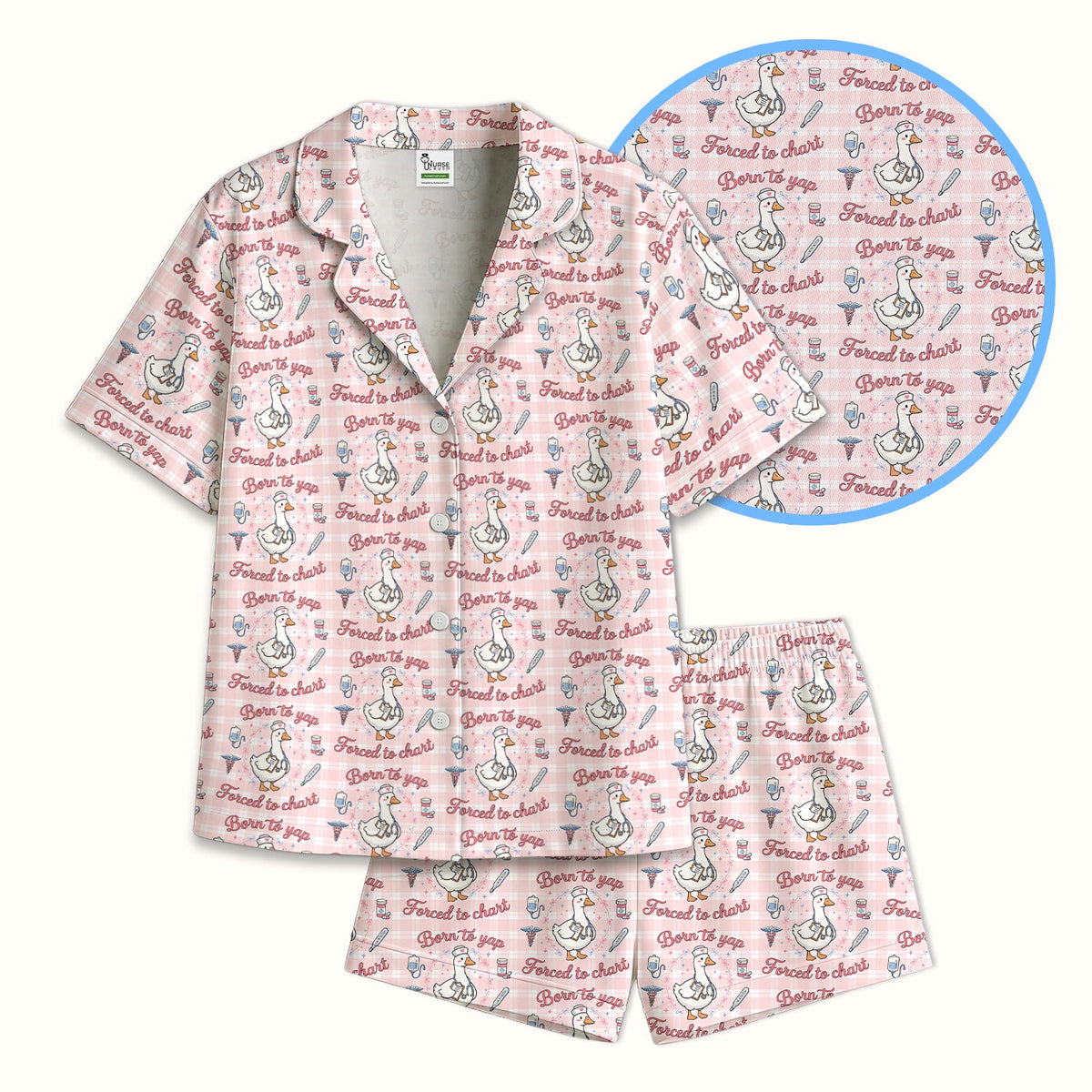 Goose Born To Yap Forced To Chart Pajama Set