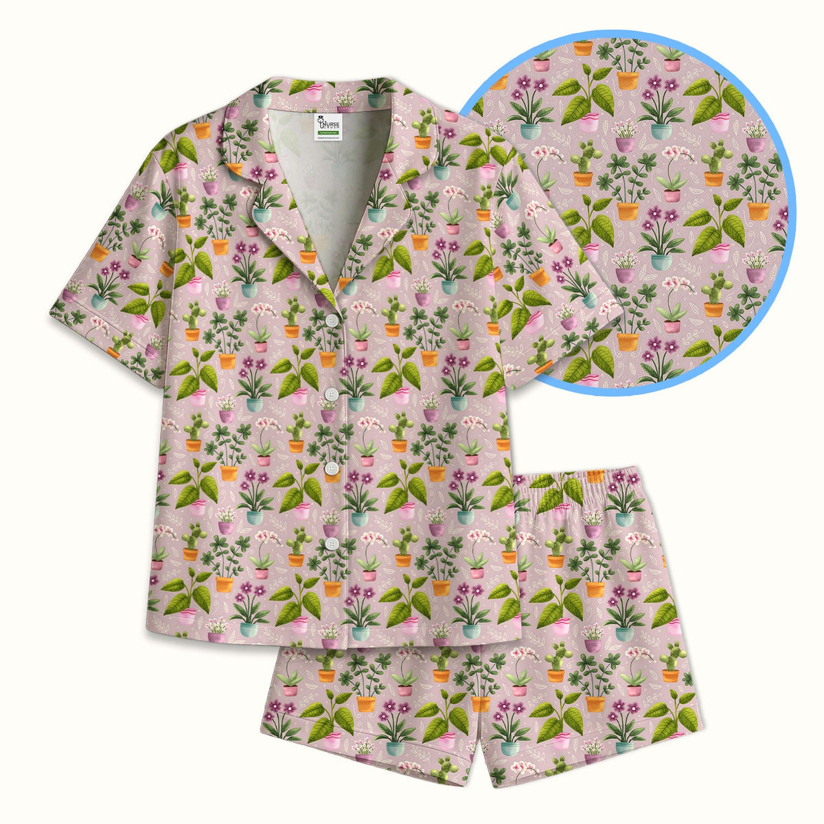 Potted Orchid Cactus Pajama Set