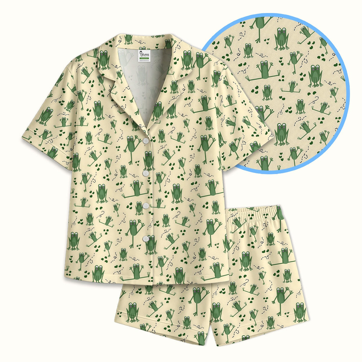 Frog Jumping Footprint Trail Pajama Set