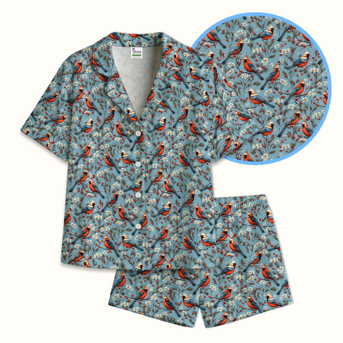 Cardinal Berry Blossom Nurse Pajama Set