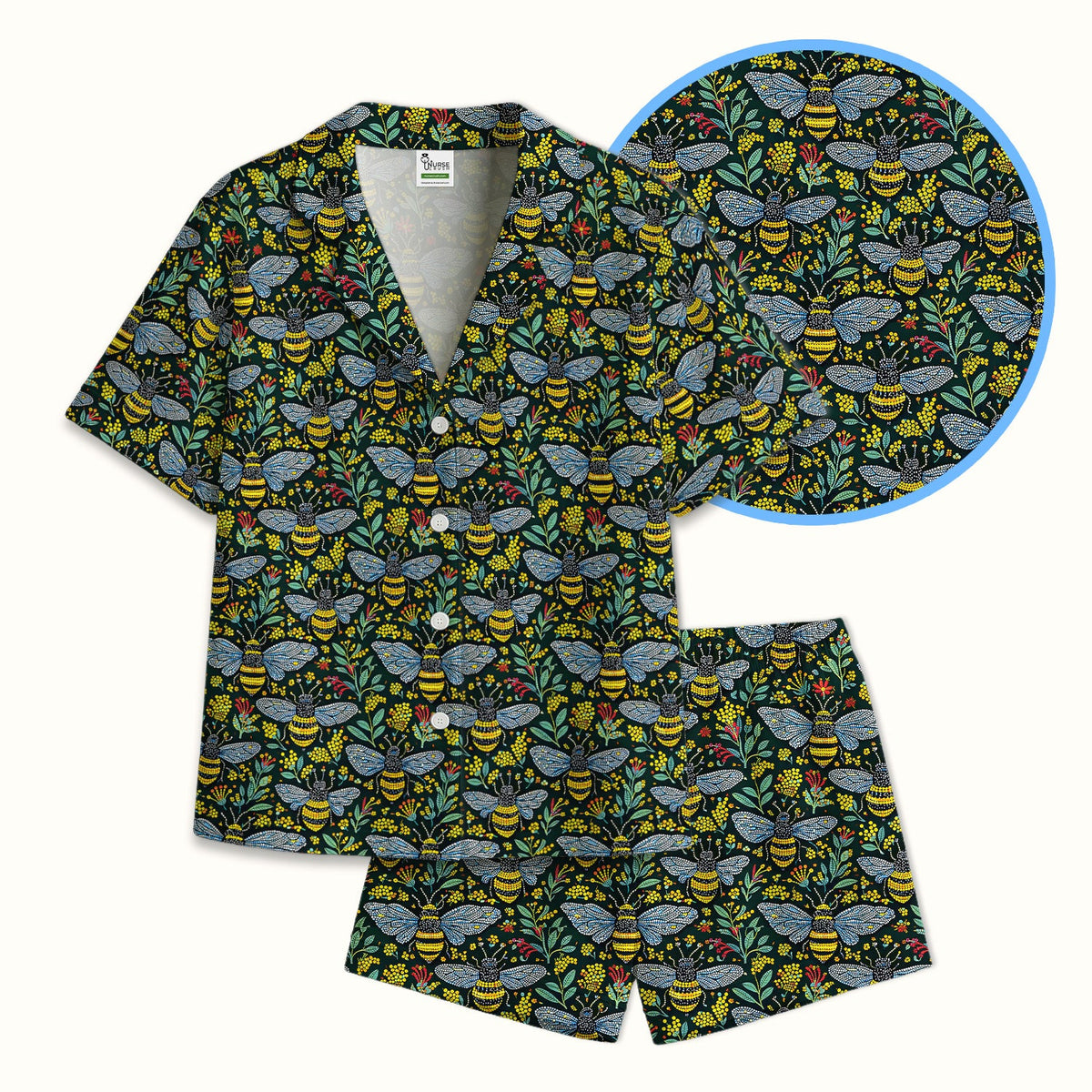 Honey Bee Wildflower Garden Pajama Set For Nurse