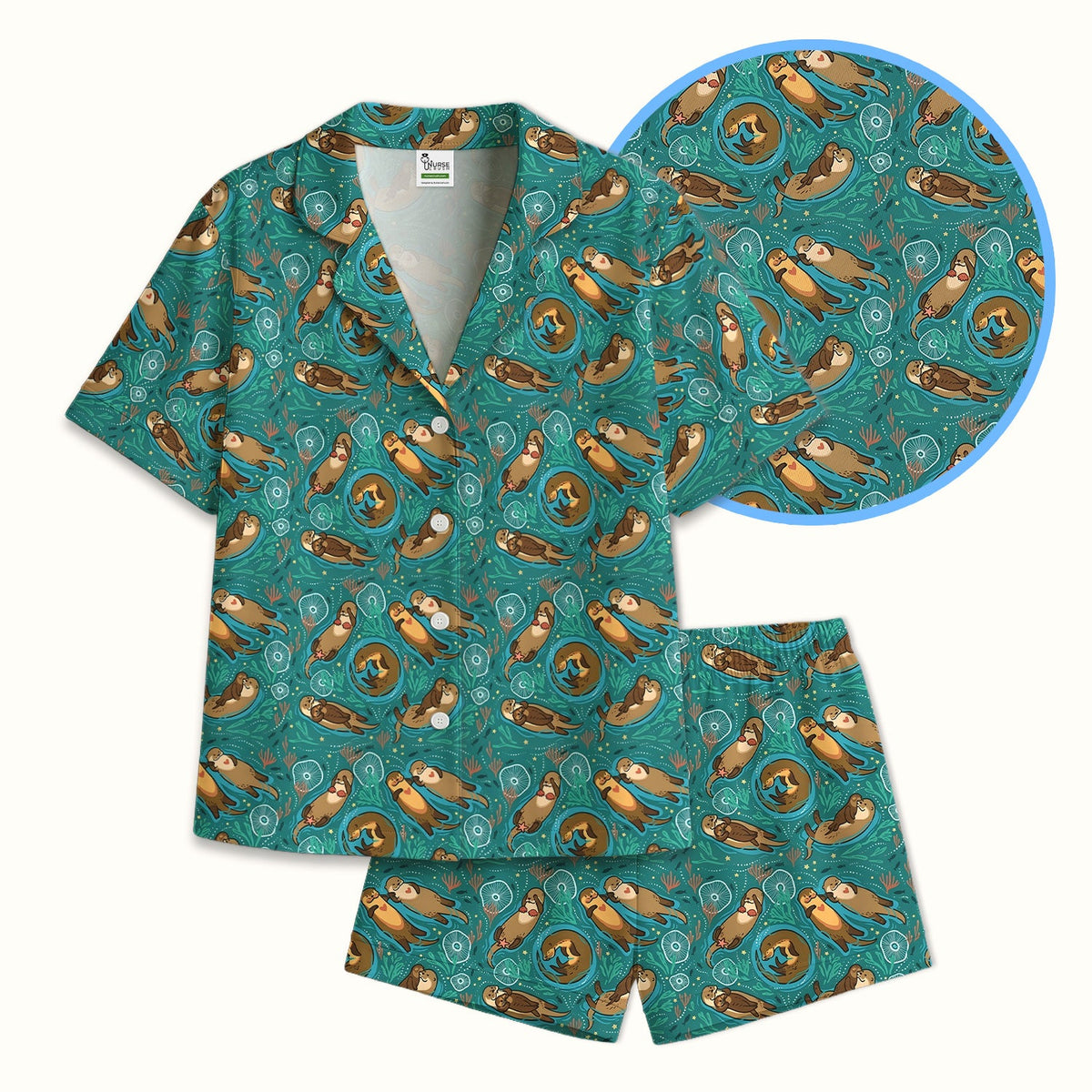 Sea Otter Floating Ocean Pajama Set