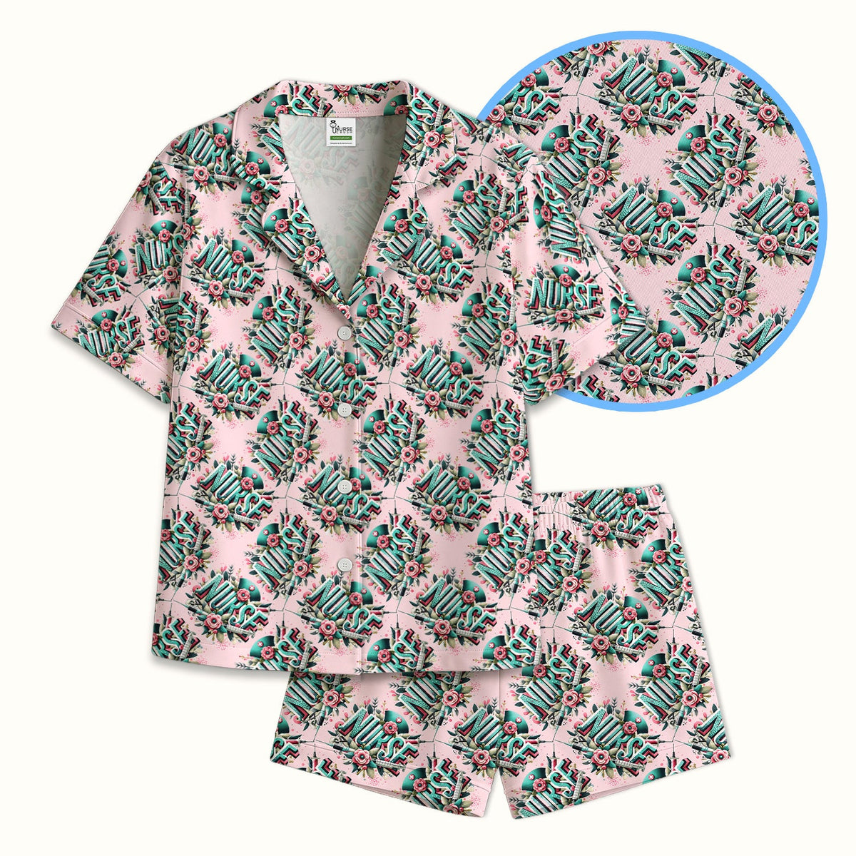 Typography Floral Pajama Set