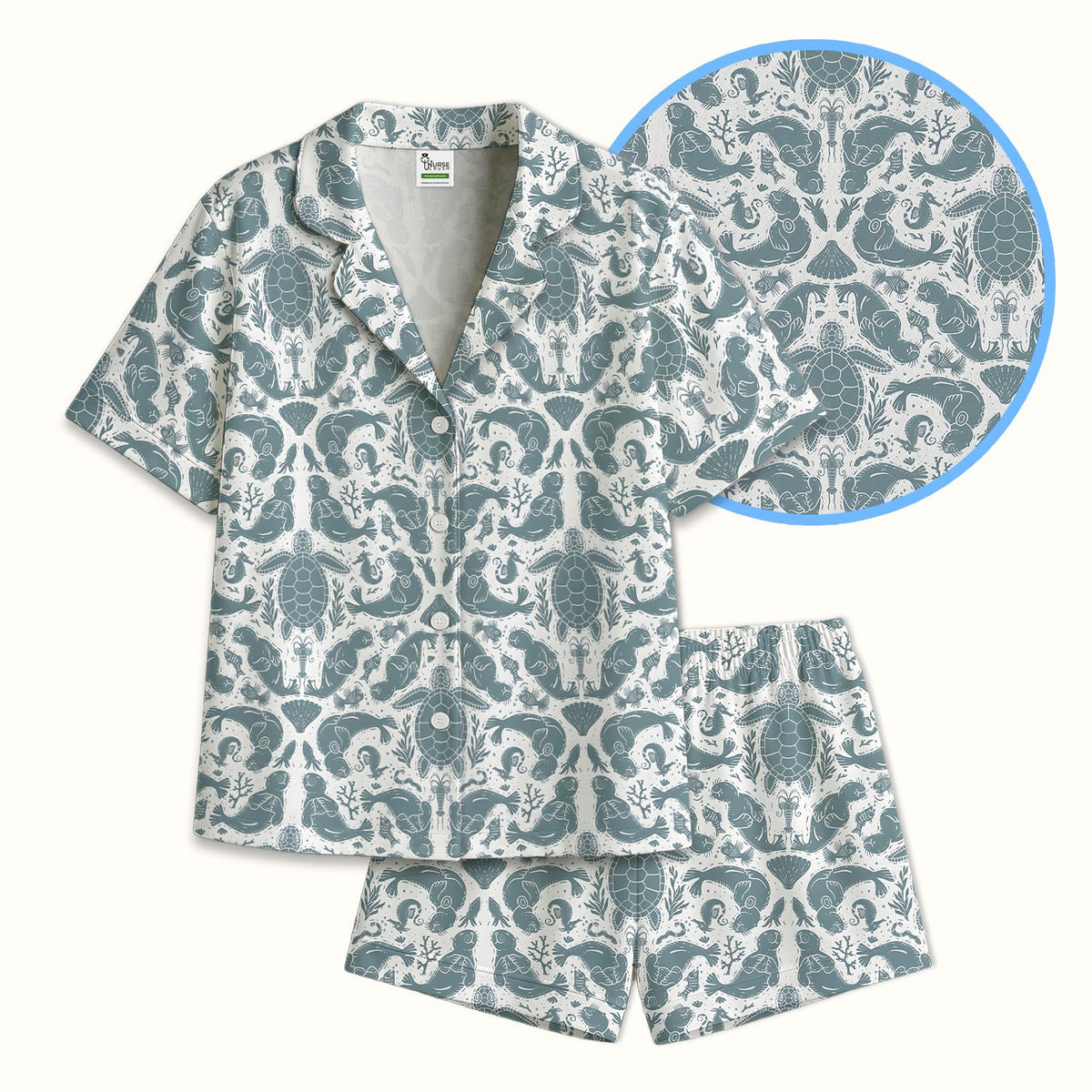 Ocean Sea Marine Life Nurse Pajama Set