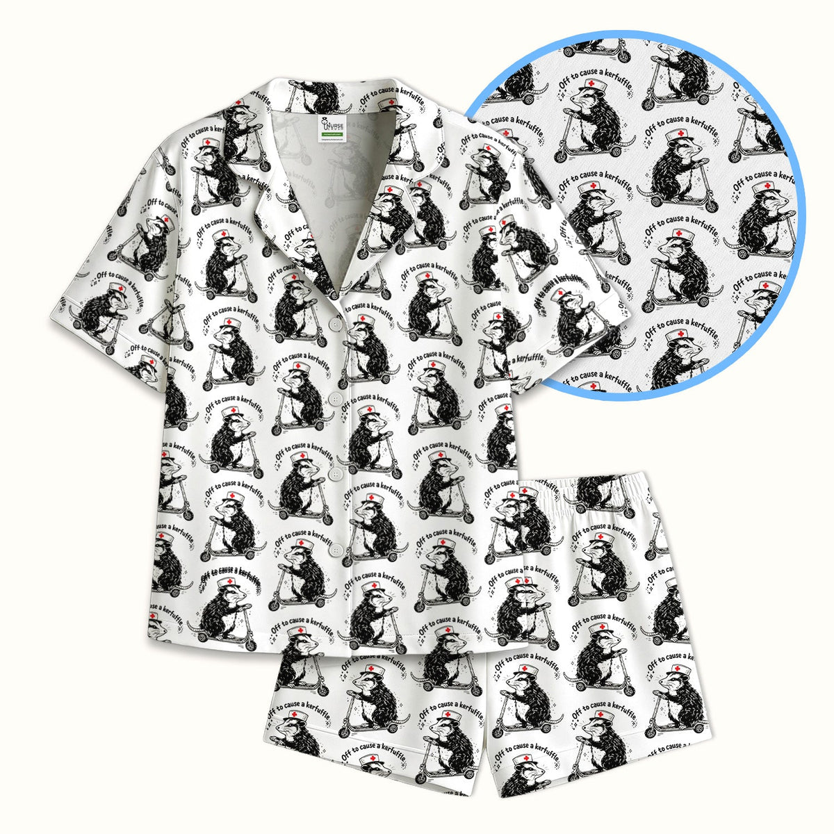 Opossum Riding Scooter Pajama Set