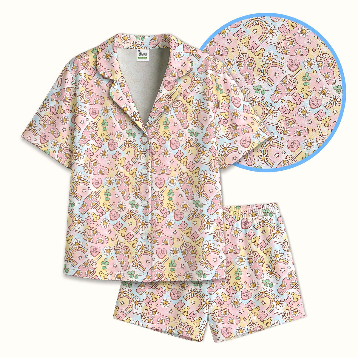 Sweet Nurse Mama Daisy Rainbow Pajama Set