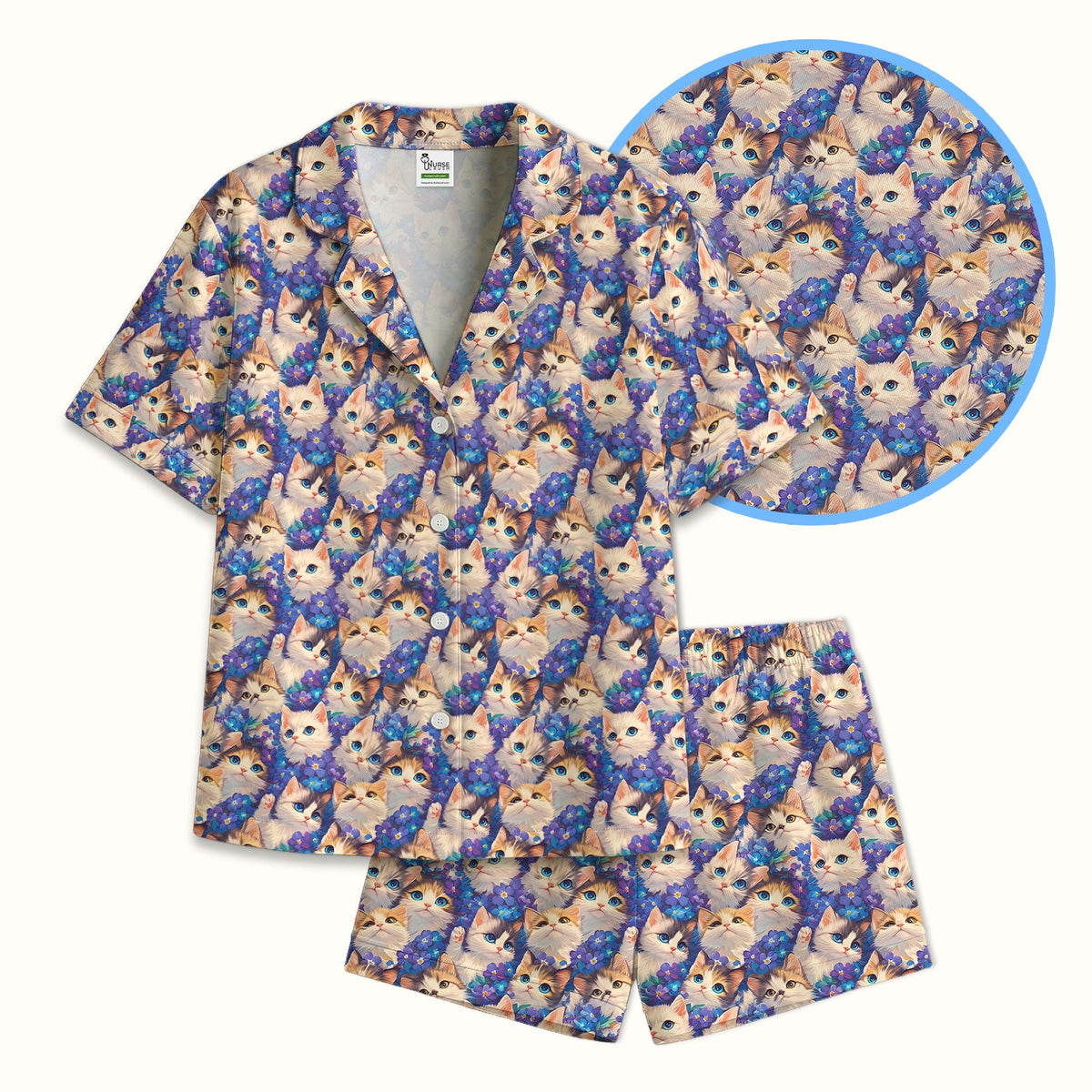 Cute Blue Eyed Kitten Pajama Set