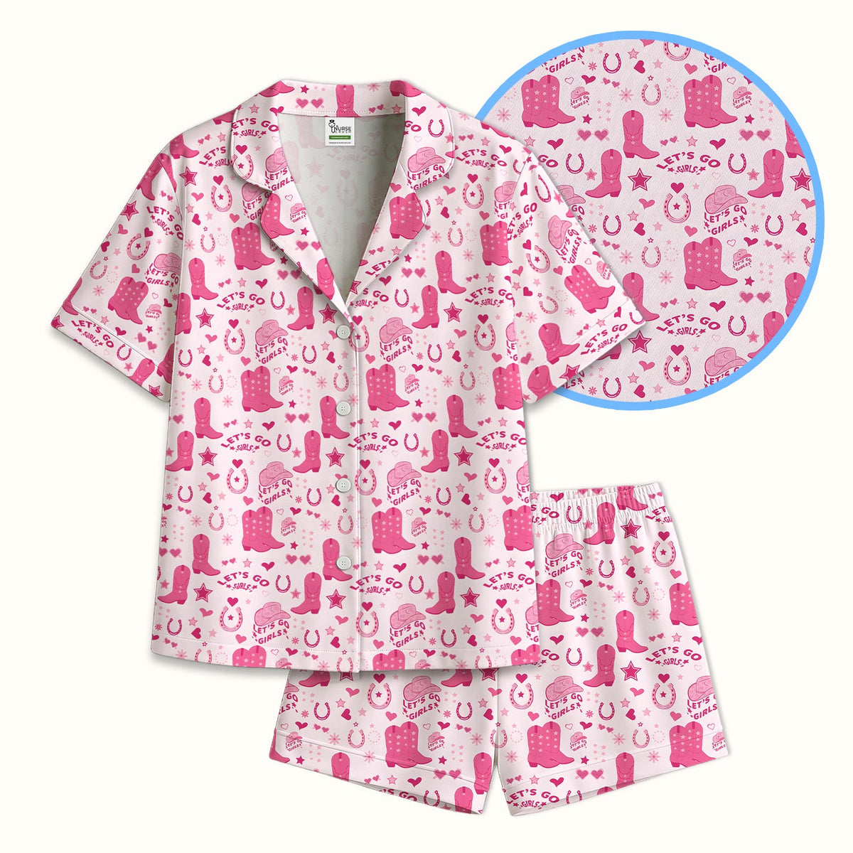 Pink Cowgirl Boots Pajama Set