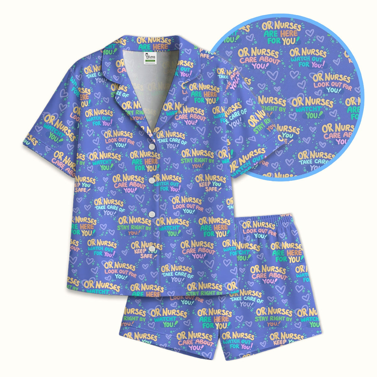 Nurse Quote Care Message Blue Purple Pajama Set