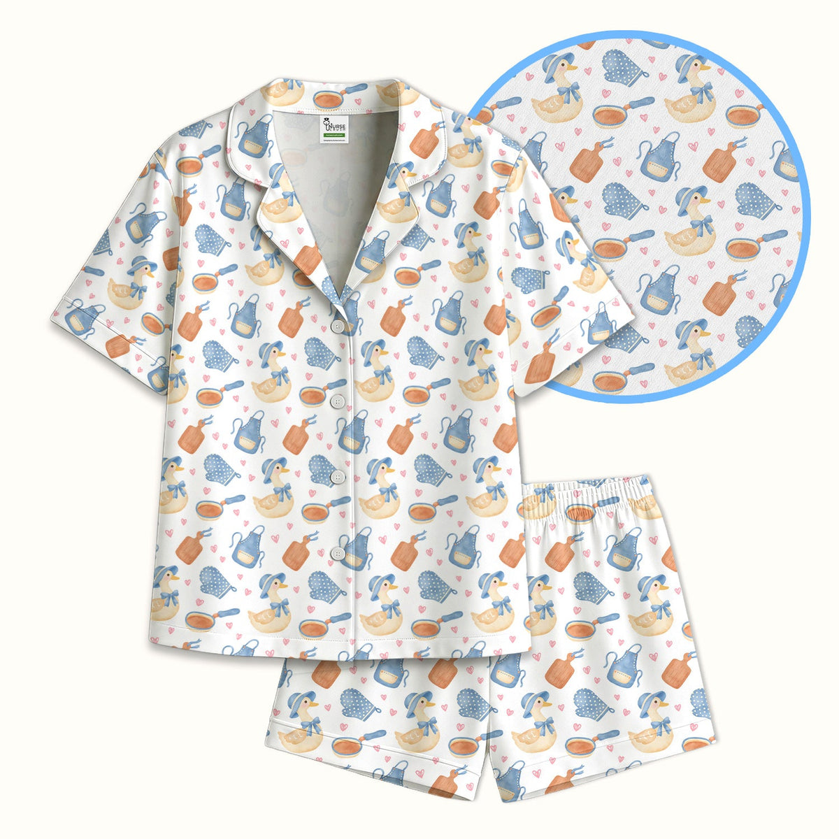 Duck Apron Kitchen Utensil Nurse Pajama Set