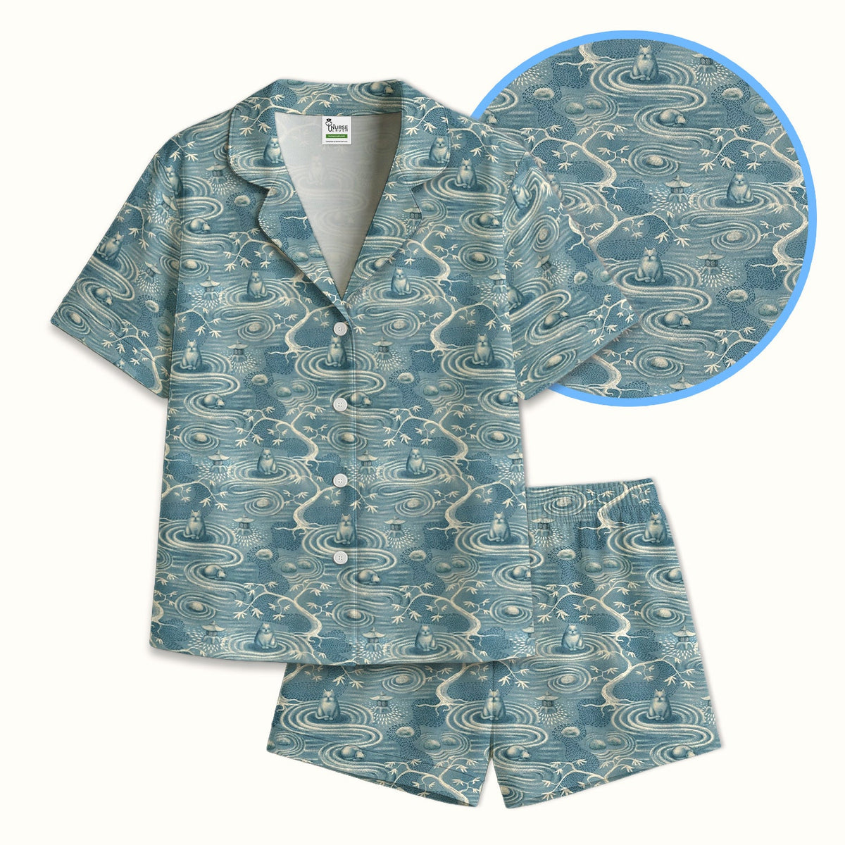 Zen Cat Water Garden Pajama Set